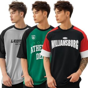 LEOTUDE Men Polycotton Oversized T-Shirt | Round Neck | Half Sleeve | Classy Look | Colorful