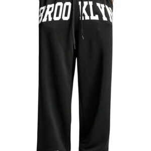 FLYNOFF Brooklyn Print Black Loose Fit Track Pant
