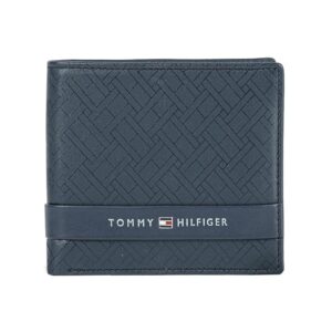 Tommy Hilfiger Men's Genuine Leather Passcase Wallet Berkane - Navy | High Capacity Bifold with 12 Card Slots, 2 Compartments & Id Window | Stylish Purse of Gents