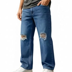 Bewakoof Men Mid Rise Denim Solid Straight Fit Jeans|Straight Fit Jeans – Regular Fit | Classic Denim Pants | Everyday Casual