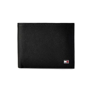 Tommy Hilfiger Men's Global Coin Wallet Felix - Black | 1 Coin Pocket | 2 Compartments | 4 Cards Slots | Stylish Men's Leather Wallet