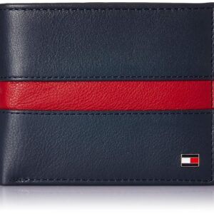 Tommy Hilfiger Men's Multicard Coin Wallet Piho - Navy+Red | 1 Coin Pocket | 2 Compartments | 8 Cards Slots | Stylish Men's Leather Wallet